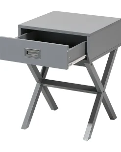 Beistelltisch Grau Quadratisch 40 X 40 Cm Schublade Monroe