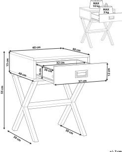 Beistelltisch Grau Quadratisch 40 X 40 Cm Schublade Monroe