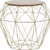 Beistelltisch Heller Holzfarbton / Gold Zehneck Elida
