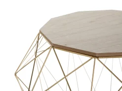 Beistelltisch Heller Holzfarbton / Gold Zehneck Elida