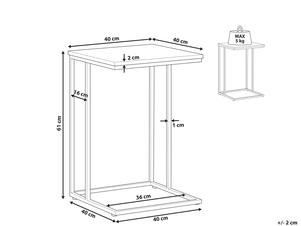 Beistelltisch Holzoptik Taupe Quadratisch 40 X 40 Cm Troy