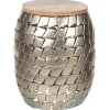 Beistelltisch Mango Holz Hellbraun / Silber Rund O 22 Cm Jabiru