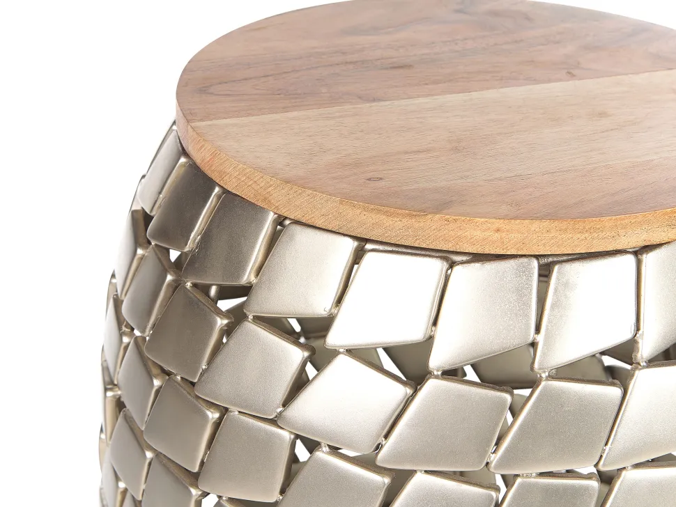 Beistelltisch Mango Holz Hellbraun / Silber Rund O 22 Cm Jabiru