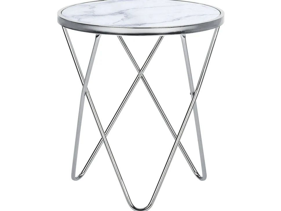 Beistelltisch Marmor Optik Weis / Silber 50 Cm Meridian Ii