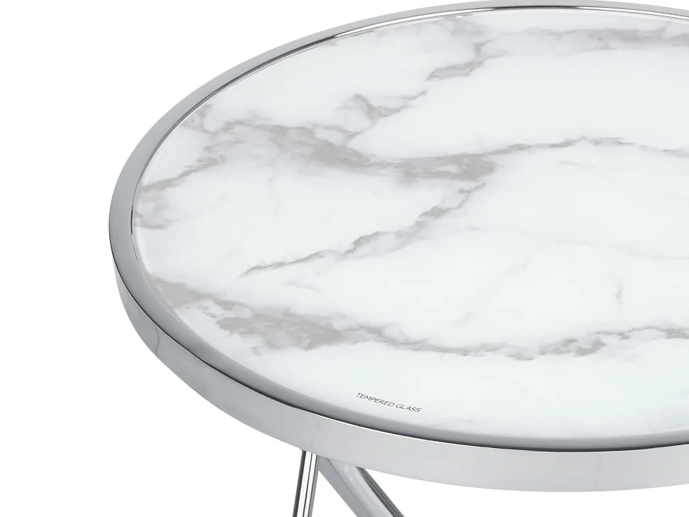 Beistelltisch Marmor Optik Weis / Silber 50 Cm Meridian Ii