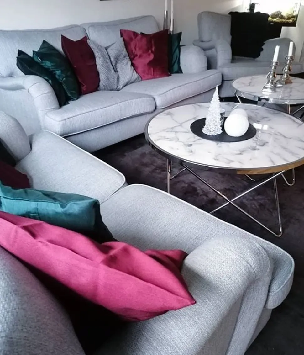 Beistelltisch Marmor Optik Weis / Silber 50 Cm Meridian Ii