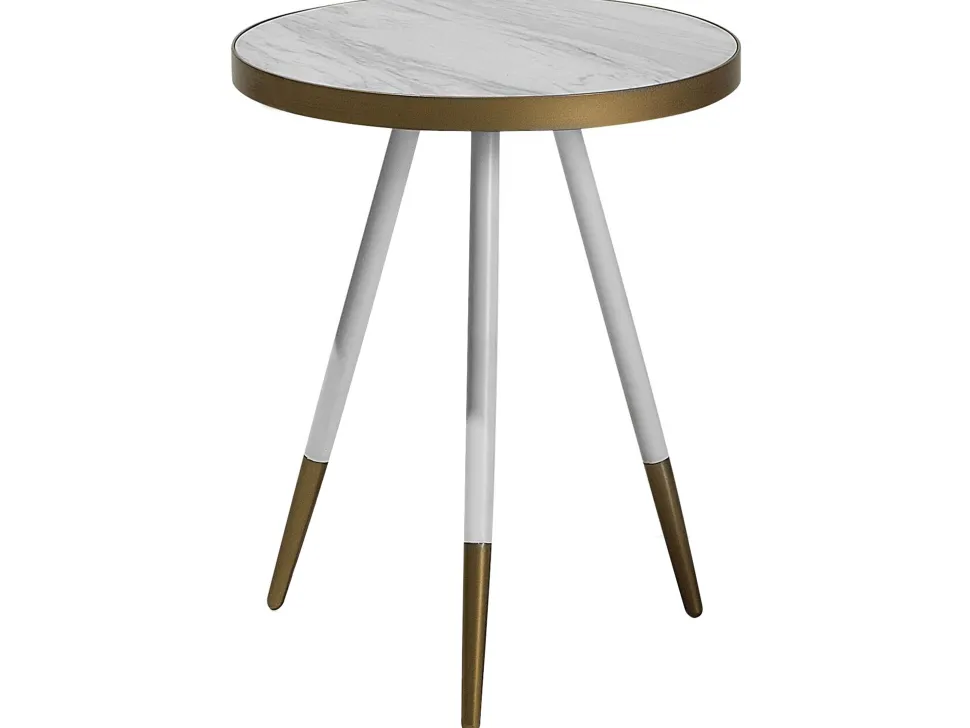Beistelltisch Marmor Optik Weis / Gold 44 Cm Ramona
