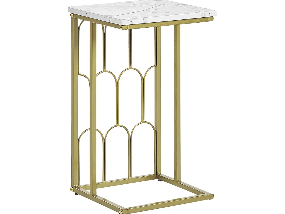 Beistelltisch Marmor Optik Weis / Gold Pandale