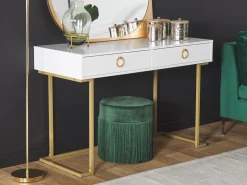 Beistelltisch Marmor Optik Weis / Gold Pandale