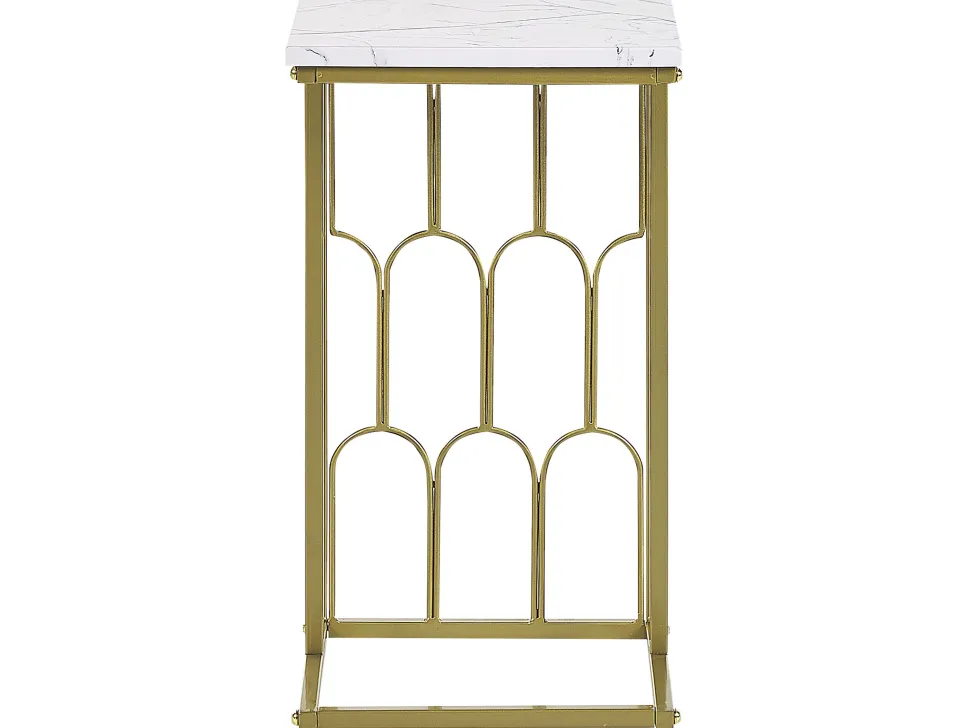 Beistelltisch Marmor Optik Weis / Gold Pandale