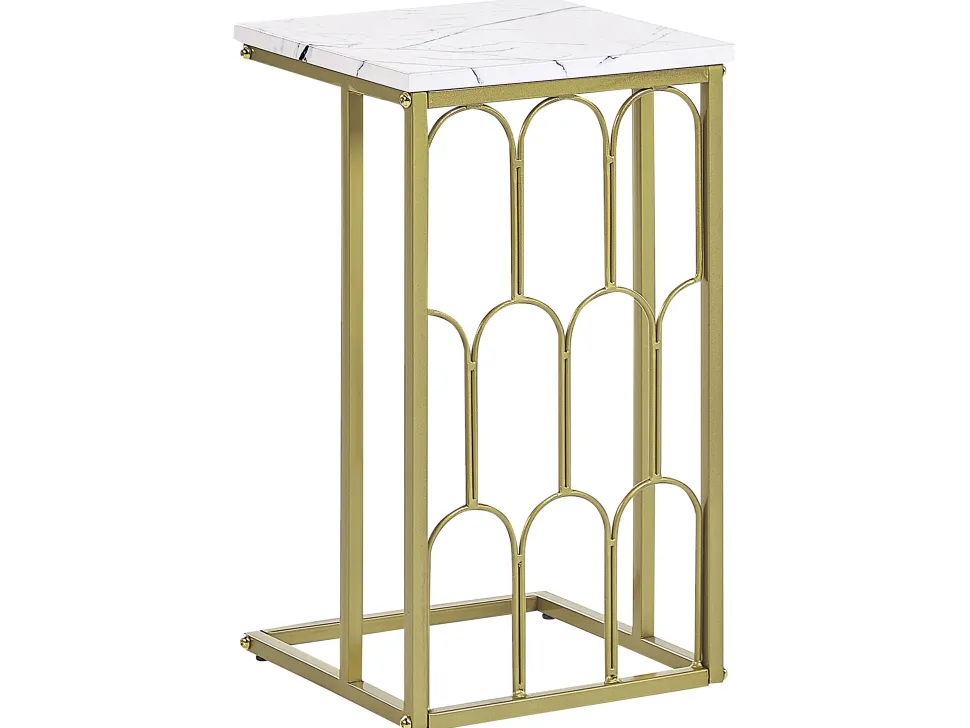 Beistelltisch Marmor Optik Weis / Gold Pandale