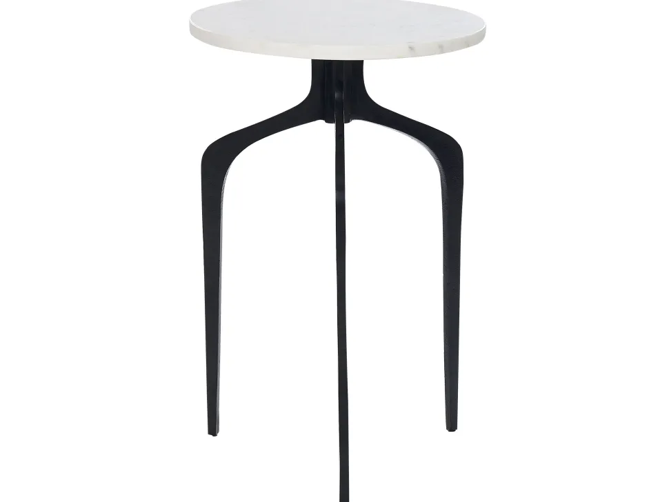Beistelltisch Marmor Weis / Schwarz Rund O 36 Cm Tihoi