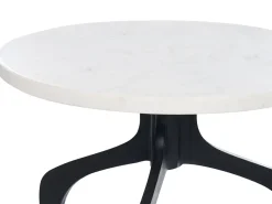 Beistelltisch Marmor Weis / Schwarz Rund O 36 Cm Tihoi