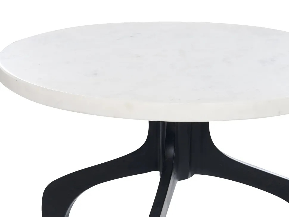 Beistelltisch Marmor Weis / Schwarz Rund O 36 Cm Tihoi