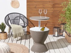 Beistelltisch Mit Kuhlfunktion Taupe Rund 48 Cm Aisa