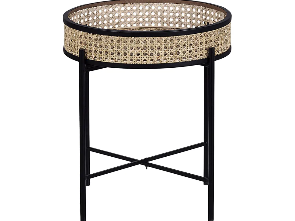 Beistelltisch Rattan / Metall Schwarz 36 Cm Vienna