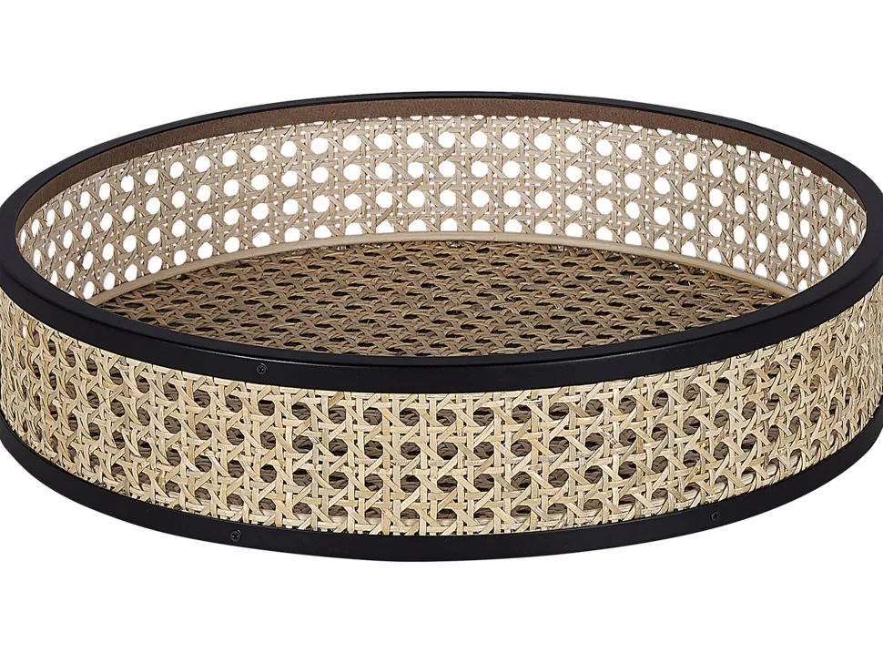 Beistelltisch Rattan / Metall Schwarz 36 Cm Vienna