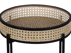Beistelltisch Rattan / Metall Schwarz 36 Cm Vienna