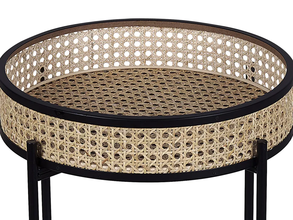 Beistelltisch Rattan / Metall Schwarz 36 Cm Vienna