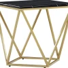 Beistelltisch Schwarz / Gold Marmor Optik Quadratisch 50 X 50 Cm Malibu