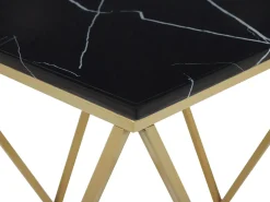 Beistelltisch Schwarz / Gold Marmor Optik Quadratisch 50 X 50 Cm Malibu