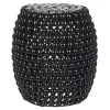 Beistelltisch Schwarz Perlen-Optik Oval 28 Cm Uhana