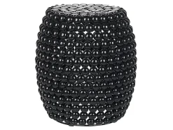Beistelltisch Schwarz Perlen-Optik Oval 28 Cm Uhana