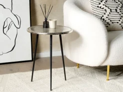 Beistelltisch Silber / Schwarz Rund 43 Cm Telfer