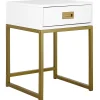 Beistelltisch Weis / Gold 1 Schublade Quadratisch 40 X 40 X 57 Cm Largo