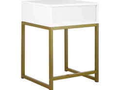 Beistelltisch Weis / Gold 1 Schublade Quadratisch 40 X 40 X 57 Cm Largo