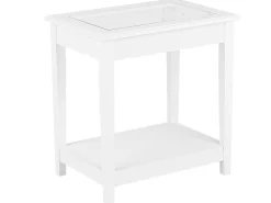 Beistelltisch Weis Glas Rechteckig 40 X 57 Cm Attu