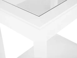 Beistelltisch Weis Glas Rechteckig 40 X 57 Cm Attu