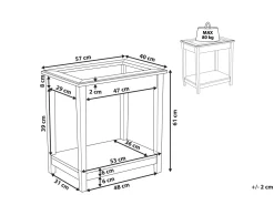 Beistelltisch Weis Glas Rechteckig 40 X 57 Cm Attu