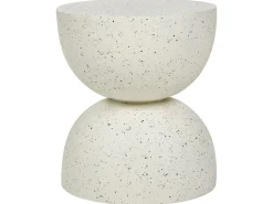 Beisttelltisch Beton Weis Terrazzo Optik Rund 40 Cm Caoria