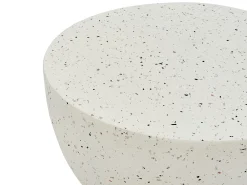 Beisttelltisch Beton Weis Terrazzo Optik Rund 40 Cm Caoria
