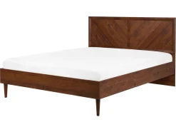 Bett Dunkler Holzfarbton 160 X 200 Cm Mit Led-Beleuchtung Bunt Mialet