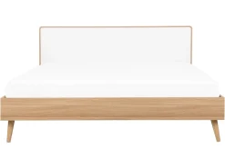 Bett Heller Holzfarbton / Weis 160 X 200 Cm Mit Led-Beleuchtung Bunt Serris