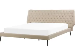 Bett Kunstleder Beige Lattenrost 180 X 200 Cm Essonne