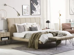 Bett Kunstleder Beige Lattenrost 180 X 200 Cm Betin