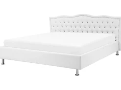 Bett Kunstleder Weis Mit Bettkasten Hochklappbar 180 X 200 Cm Metz