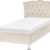 Bett Samtstoff Beige Lattenrost 90 X 200 Cm Metz