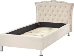 Bett Samtstoff Beige Lattenrost 90 X 200 Cm Metz