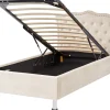 Bett Samtstoff Beige Mit Bettkasten Hochklappbar 90 X 200 Cm Metz