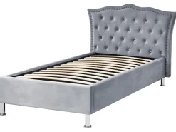 Bett Samtstoff Grau Mit Bettkasten Hochklappbar 90 X 200 Cm Metz
