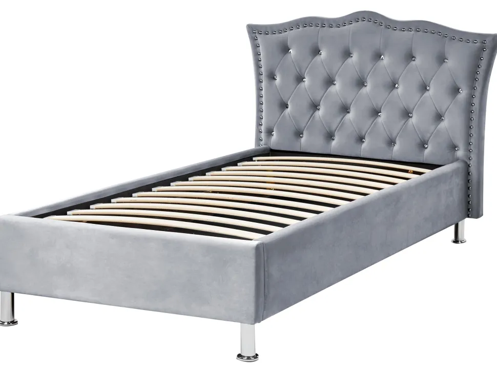 Bett Samtstoff Grau Mit Bettkasten Hochklappbar 90 X 200 Cm Metz