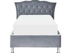 Bett Samtstoff Grau Mit Bettkasten Hochklappbar 90 X 200 Cm Metz