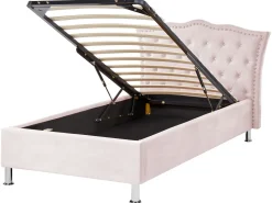 Bett Samtstoff Pastellrosa Mit Bettkasten Hochklappbar 90 X 200 Cm Metz