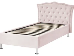 Bett Samtstoff Pastellrosa Mit Bettkasten Hochklappbar 90 X 200 Cm Metz