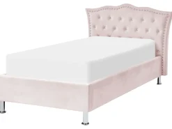 Bett Samtstoff Pastellrosa Mit Bettkasten Hochklappbar 90 X 200 Cm Metz