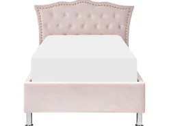 Bett Samtstoff Pastellrosa Mit Bettkasten Hochklappbar 90 X 200 Cm Metz